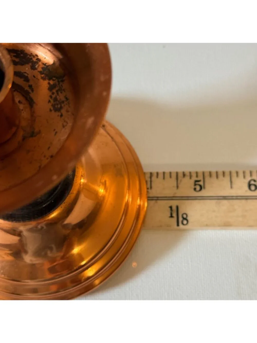 Coppercraft Guild Copper Wood Candlestick Holder Vintage Taper Candle Rustic MCM